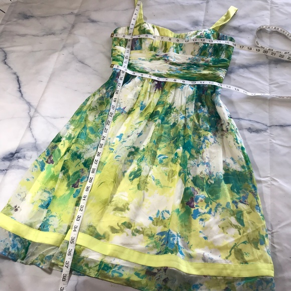 Tahari Arthur S Levine Green Watercolor Silk Dress - Picture 3 of 8